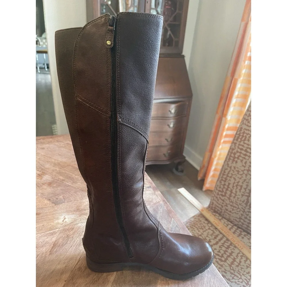 Rockport Hydro-Shield Waterproof Tall Brown Leather Boots Womens 7 Wide